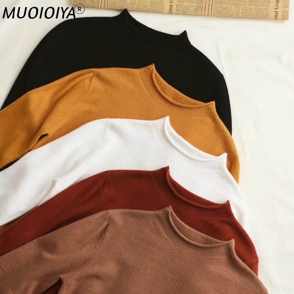 

2022 New Winter Women's Round Neck Long Sleeve Cashmere Sweater Knitted Pullovers Female Solid Color Slim Casual Wool Sweater