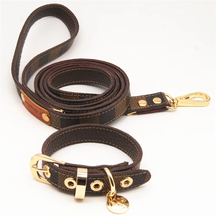 

PU Dog Leather Collar Leash Set Suitable Pet Supplies Of Large Medium Small Dog Collar Luxury Designer Adult Cat Collar