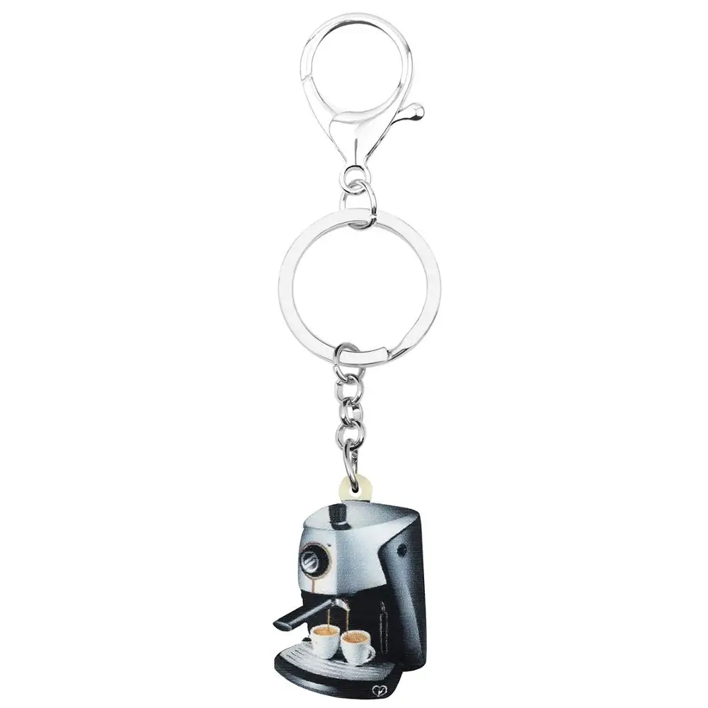 NEWEI Acrylic Coffee Machine Cup Key Chains Rings Jewelry Bag Car Wallet Decoration Keychains For Women Girls Teens Charms Gift
