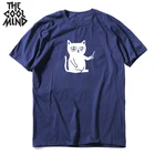 Мужская футболка COOLMIND, Повседневная футболка из 100% хлопка с коротким рукавом и круглым вырезом, с принтом кота, крутая футболка для мужчин