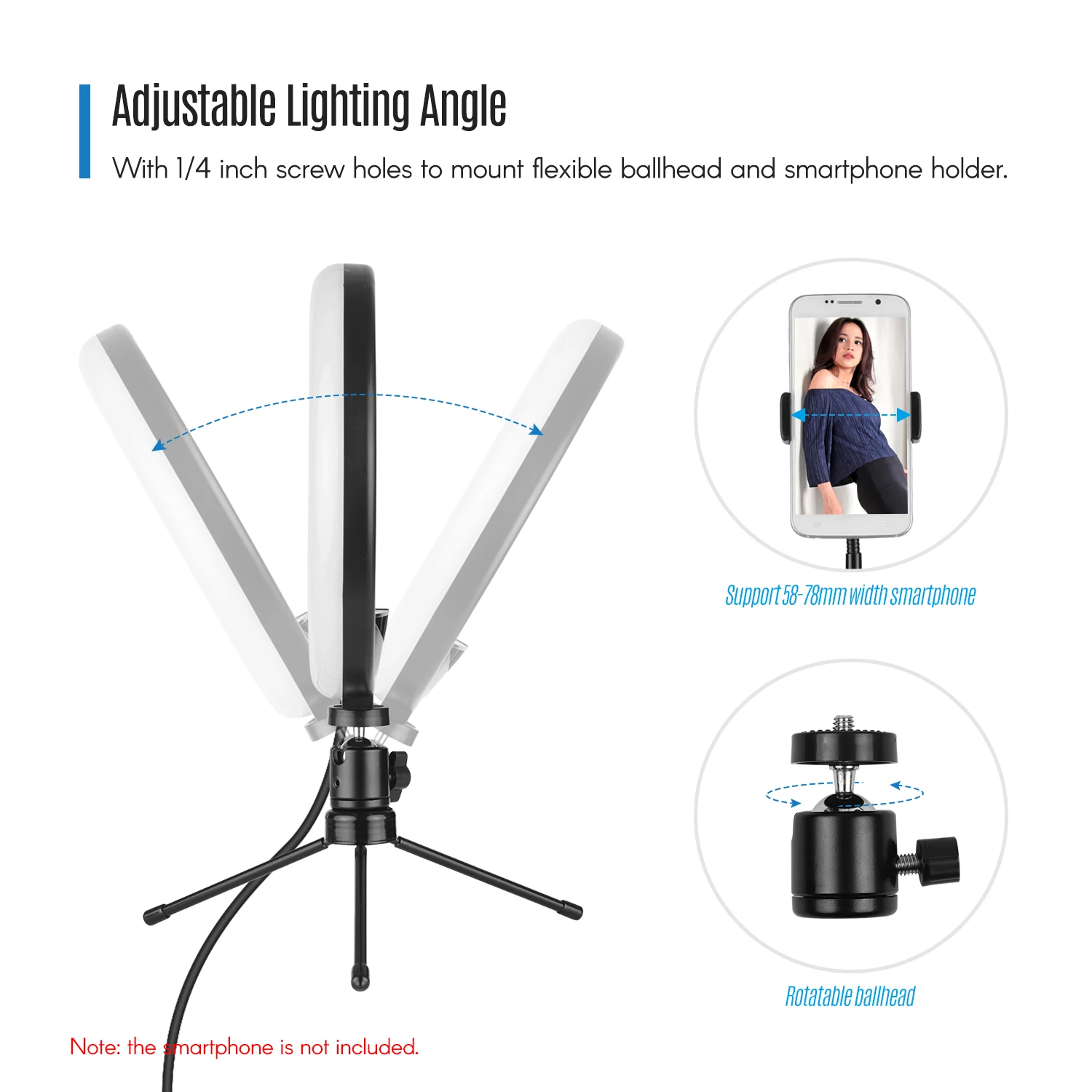 8 дюймовый светодиодный кольцо selfie светильник лампа 10 Вт с регулируемой яркостью