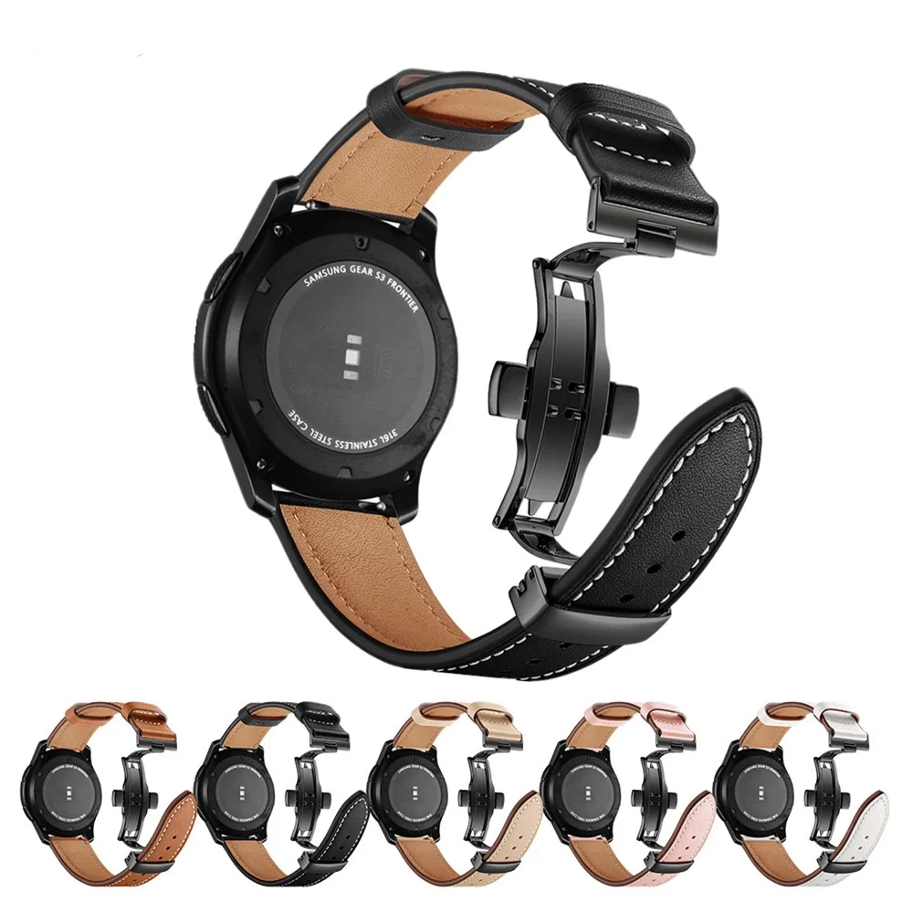 22mm/20mm Leather Strap for Samsung Galaxy Watch 5/4/3/Active 2/Huawei Watch 3 Comfortable Replacement Belt for Amazfit GTR 47mm