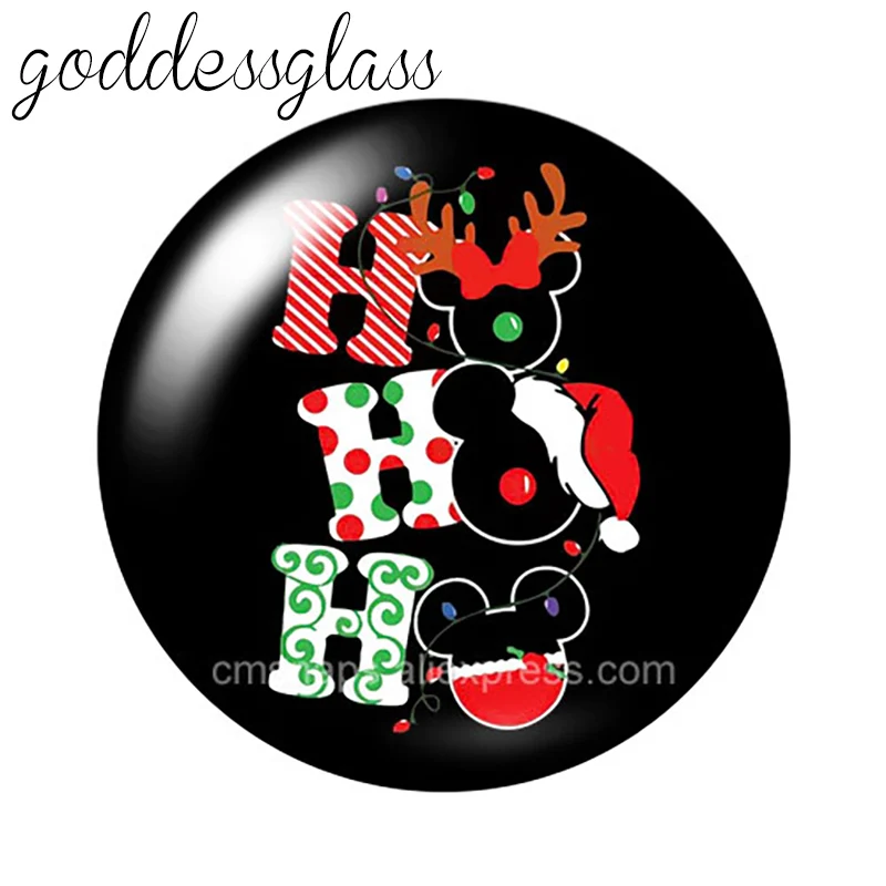 Disney Christmas style Mickey Minnie Face Tree Castle 10pcs Round photo glass 18mm snap buttons for bracelets jewelry | Украшения и