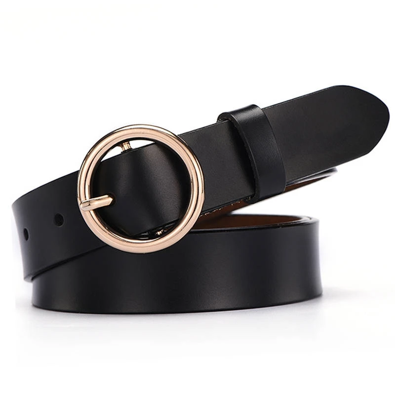 

FOR The New Classic Retro Fashion All-Match Leather Light Body Round Buckle Simple Circle Pin Belts For Women Fashion Jeans