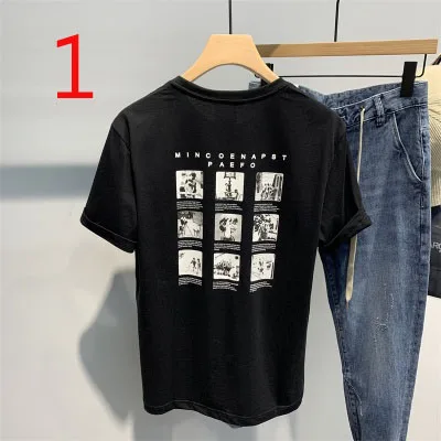 

2020 summer men's ice silk half-sleeved striped T-shirt tight Korean round neck