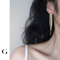 ghidbk korean luxury tassel temperament earrings for women 316l titanium steel gold color earring statement stylish jewelry