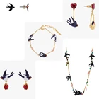 Комплект из колье и серёг, с эмалью