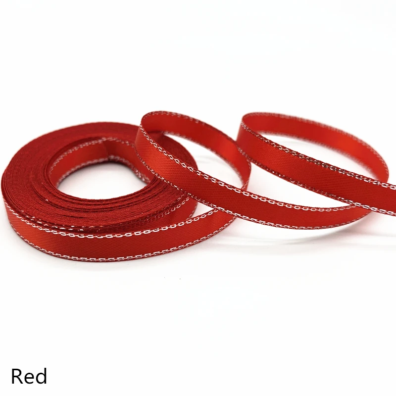 5 ярдов/партия атласная лента с металлическими краями 6 мм | Дом и сад