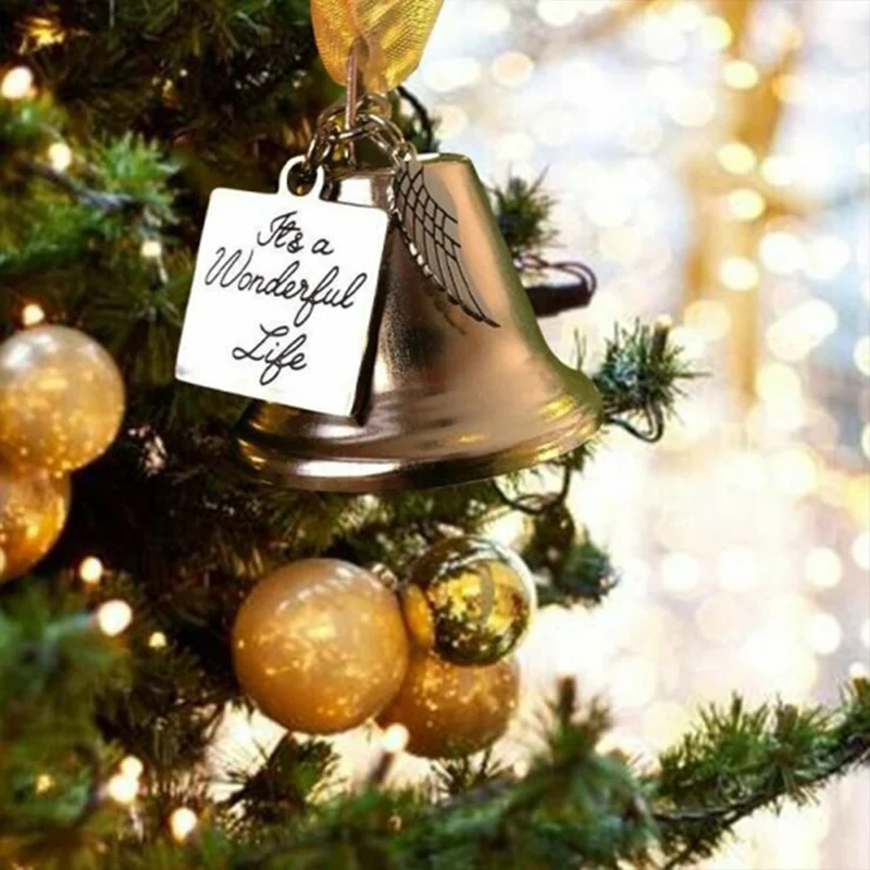 

Wonderful Life Wings Wind Chimes Bells Ribbon Christmas Tree Pendants Gifts Christmas Ornament Pendant