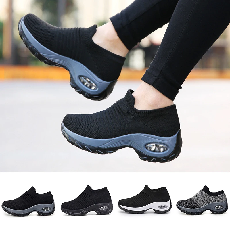 

Breathable Women Outdoor Casual Sport Shoes Big Size Platform Sneakers Slip On Loafers Comfortable Height Increase Swing Shoes