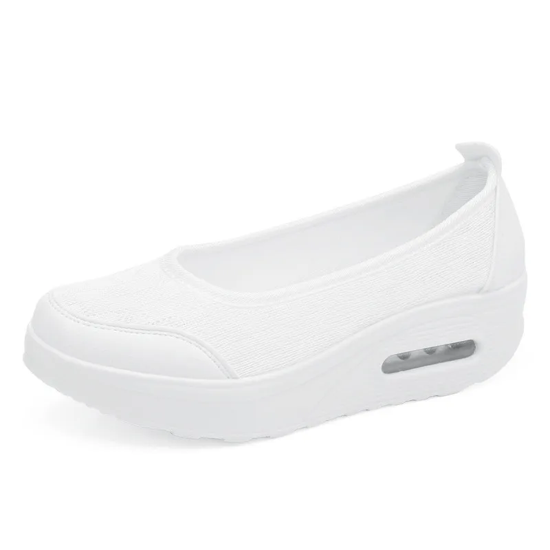 Прогулочная обувь из сетчатого материала на плоской подошве; Zapatos De Mujer; модные кроссовки; женская обувь; женские кроссовки; спортивная женская обувь; удобная дышащая обувь - Цвет: white