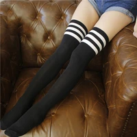 student black white striped long socks for girls over knee thigh high over the knee stockings warm knee high socks meidas