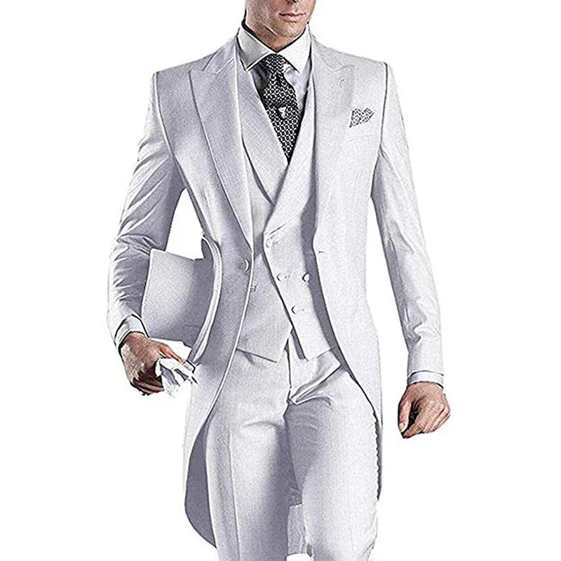 Костюм свадебный мужской серый/черный/белый из 3 предметов|Костюмы| |