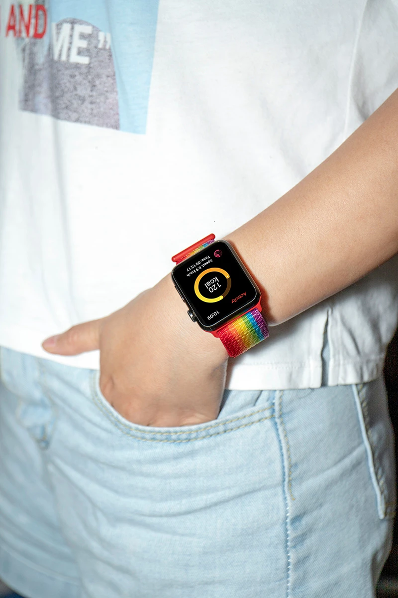 Высококачественный нейлоновый спортивный ремешок для Apple Watch, ремешок 44 мм, серия 5, 4, 3, 2, 1, дышащий тканый ремешок 42 мм, iwatch 40 мм, 38 мм