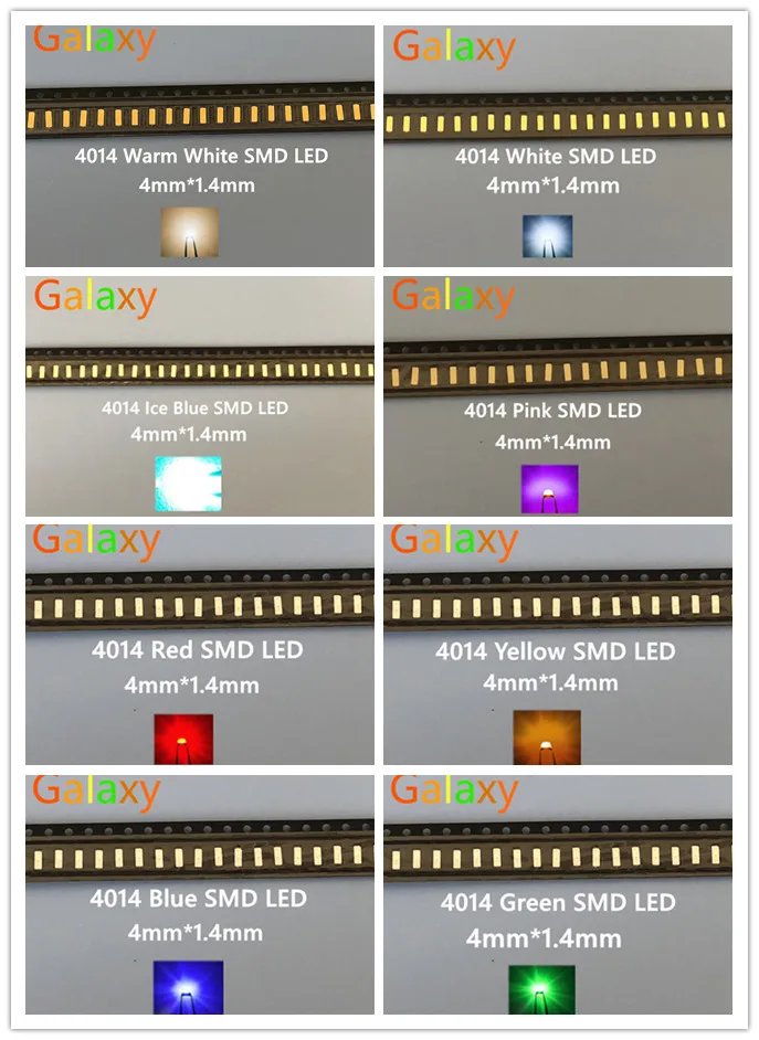 100 шт. 4014 SMD светодиодный красный/белый/желтый/зеленый/синий/Ледяной