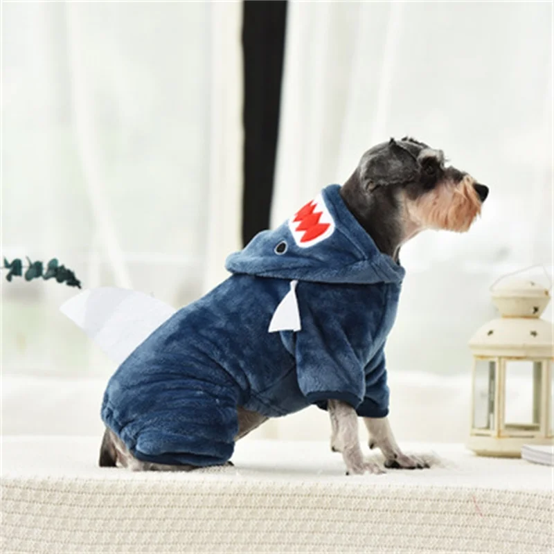 Одежда для собак зимние теплые куртки четыре ноги Акула Трансформеры толстовка с