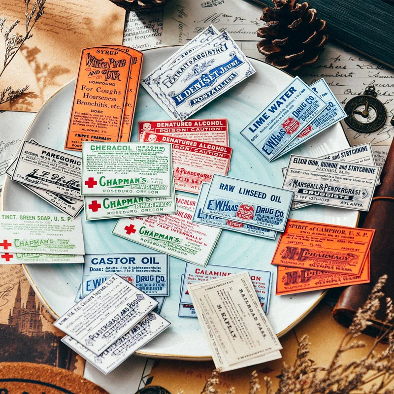 

24 шт., декоративные наклейки в винтажном стиле