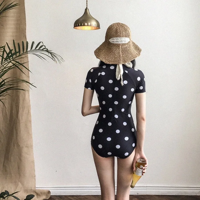 Таиланд купальник ретро Свежий горошек короткий рукав консервативный живот