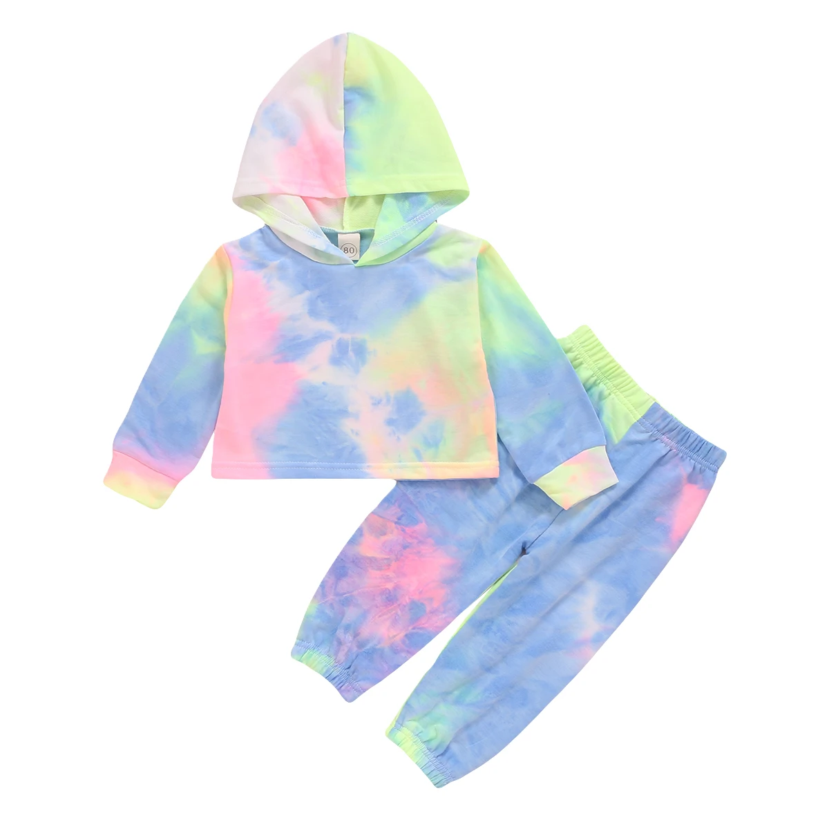 

2020 Autumn Winter Tracksuit For Girls Boys 2Pcs Tie-Dye Clothes Sets Long-Sleeves Hoodie Top High Elastic-Waist Pants sets
