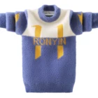 Одежда для маленьких мальчиков осень-зима плотный теплый вязаный свитер из норковой шерсти с круглым вырезом для мальчиков вязаный свитер в Вертикальную Полоску