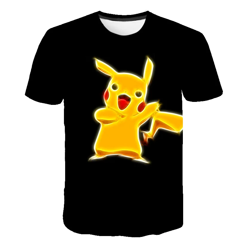

2021 children's T-shirt cartoon Pikachu 3D printing boys and girls short sleeve cartoon clothing cool funny cute T-shirt Harajuk