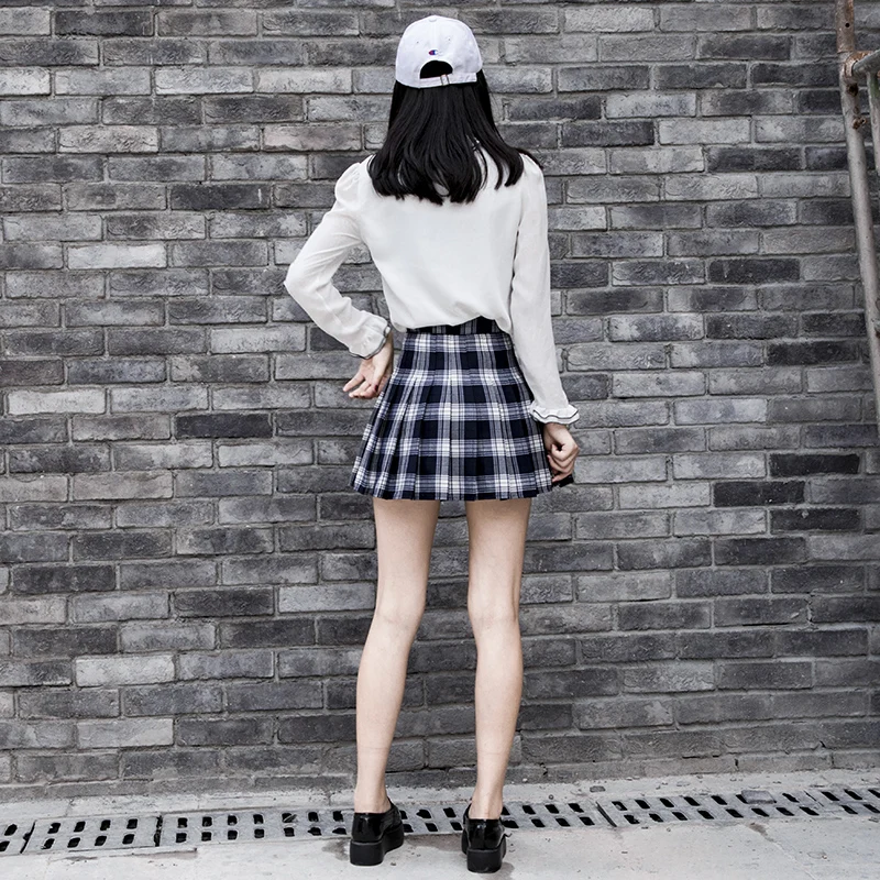 Harajuku Short Skirt New Korean Plaid Skirt Women Zipper High Waist School Girl Pleated Plaid Skirt Sexy Mini Skirt Plaid Skirt