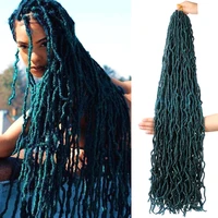 36 inch soft locs crochet hair green mix blue long faux locs crochet braiding hair curly dreads locks pre looped african roots