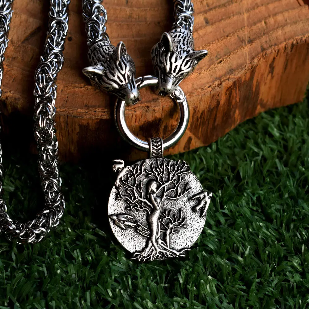SanLan 1 шт. цепь из нержавеющей стали Norse wicca pagan Wings to fly Roots to Grow tree of life ожерелье