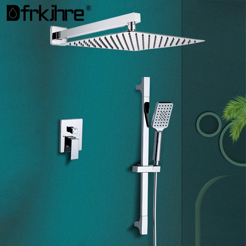 

Хромированный смеситель для душа с настенным креплением, кран «Водопад» для ванной комнаты, одна ручка, квадратный Регулируемый набор «тро...