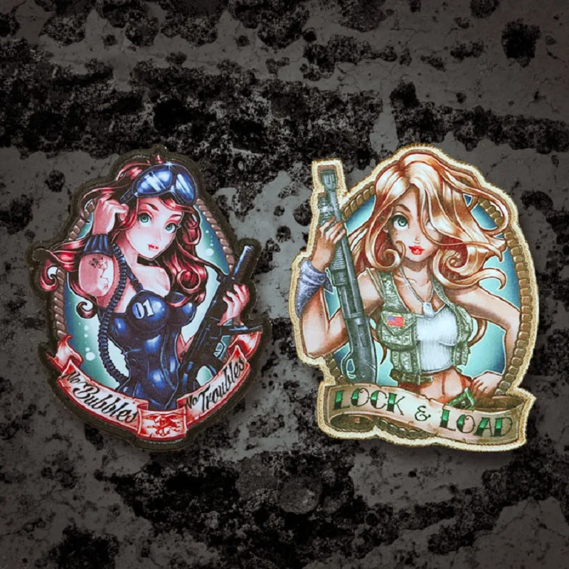 Соблазнительные кудри серия женских солдат армейская нашивка воина Супер