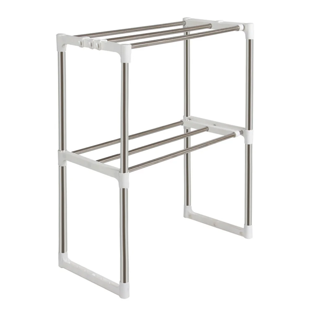 

Stainless Steel Multifunctional Microwave Oven Rack Household Telescopic Pan Pot Storage Shelf Assembly Standing Type Double