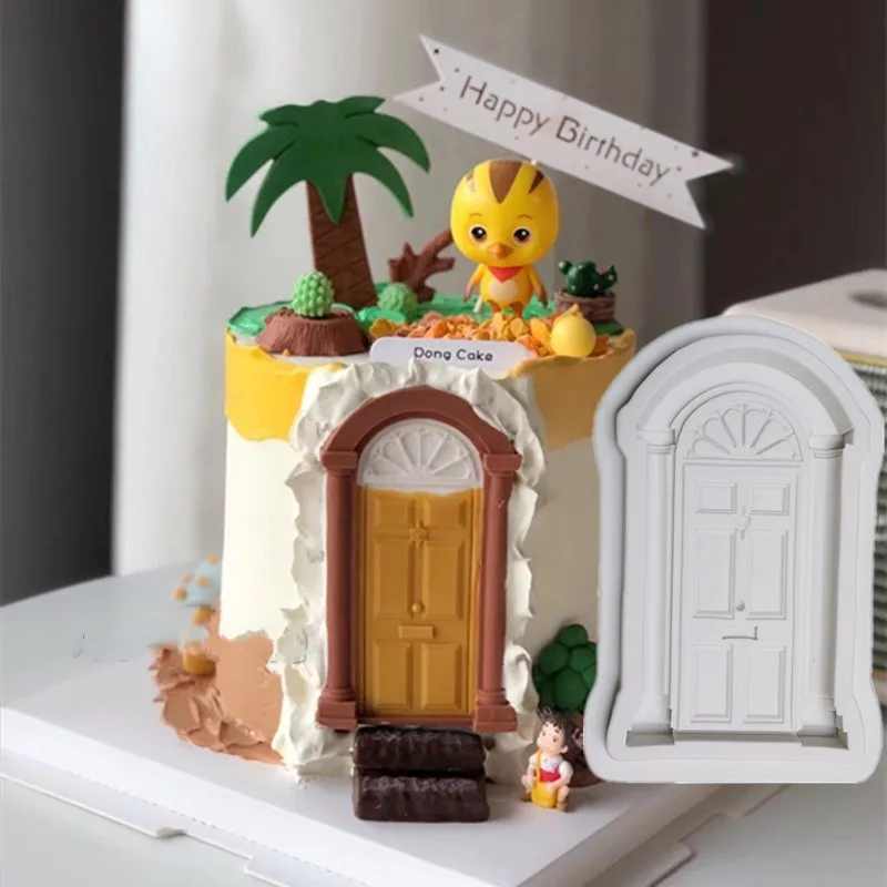 

European Style Door Villa Door Construction Fondant Silicone Mold Door And Window Clay Epoxy Glue Silicone Mold Cake Decoration
