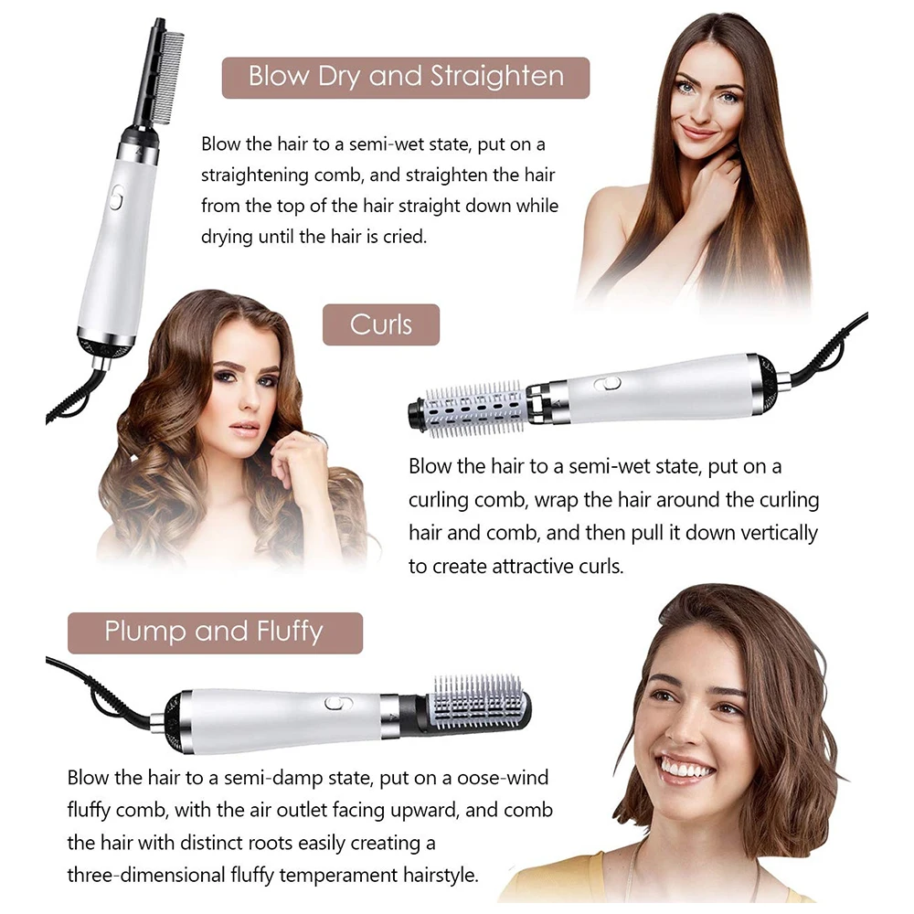 

5 in 1 One Step Hair Dryer Brush Volumizer Ionic Hot Air Brush 3 Modes Hair Straightener Comb Curler Hairdryer Brush For Hair