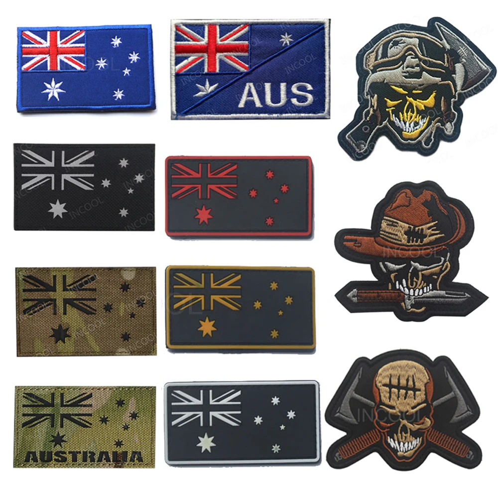 

Reflective Australian Flags Embroidered PVC Patch Australia Flag Tactical Military Appliqued Badges Sticker Chevron Strip Patch