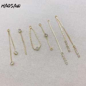 HAOSAW на выбор 4 шт.лот ювелирные изделия аксессуарыдизайн цепочкикубические камни подвескиНастоящее золотое покрытиеручная работафурнитура для серег