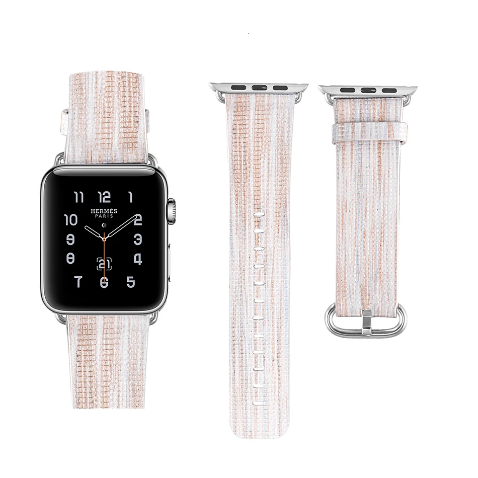 National style/окрашенный кожаный ремешок для наручных часов Apple Watch 44 мм 40 мм длина браслета с цветным рисунком наручные часы-браслет для наручных часов iwatch, 5 4 42 38 мм