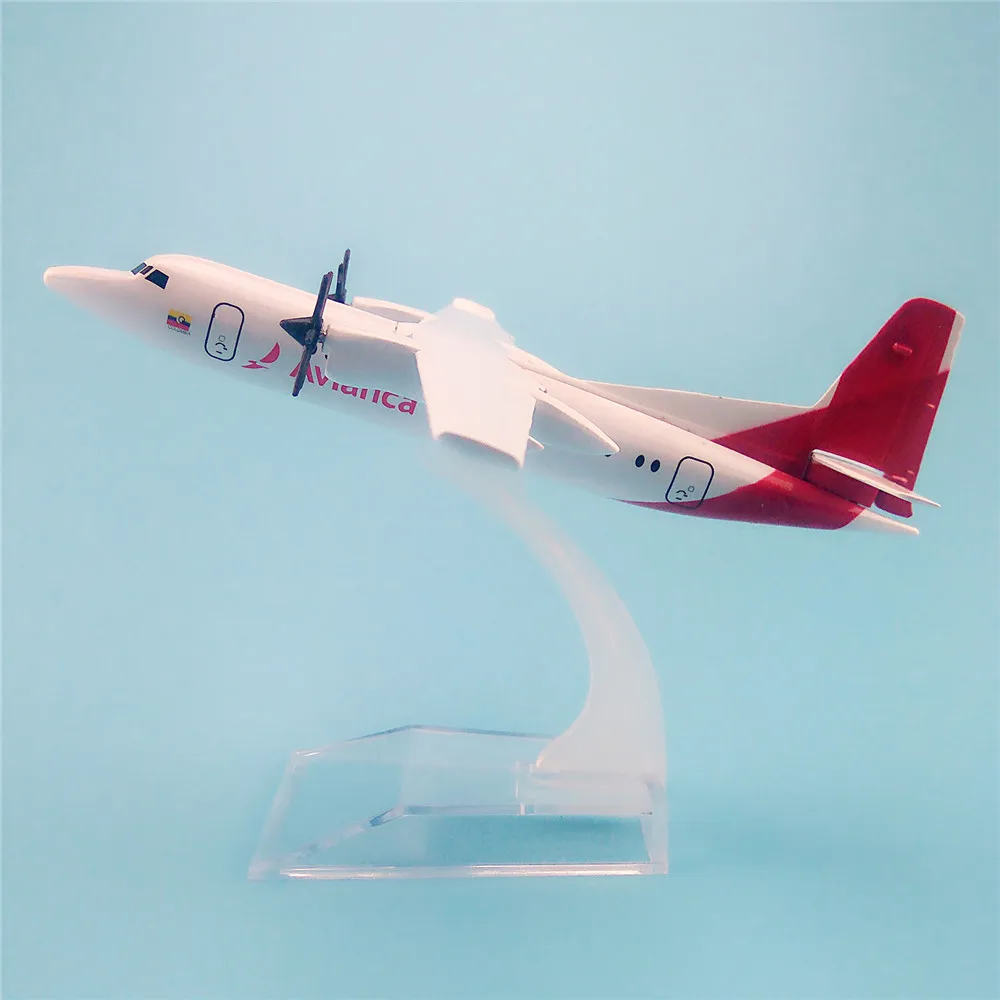 

16cm Metal Alloy Plane Model White Air Colombia Avianca Fokker F-50 F50 Airways Airlines Airplane Model w Stand Aircraft Gift