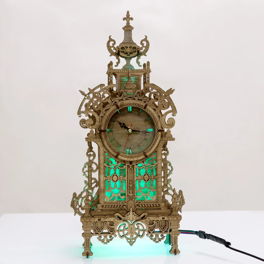 41Pcs DIY Wooden Clock Puzzle Model Kit Laser Cutting 3D Tower Table with Light-Oak Color(RC of 16 Single Color Gradients) | Игрушки и