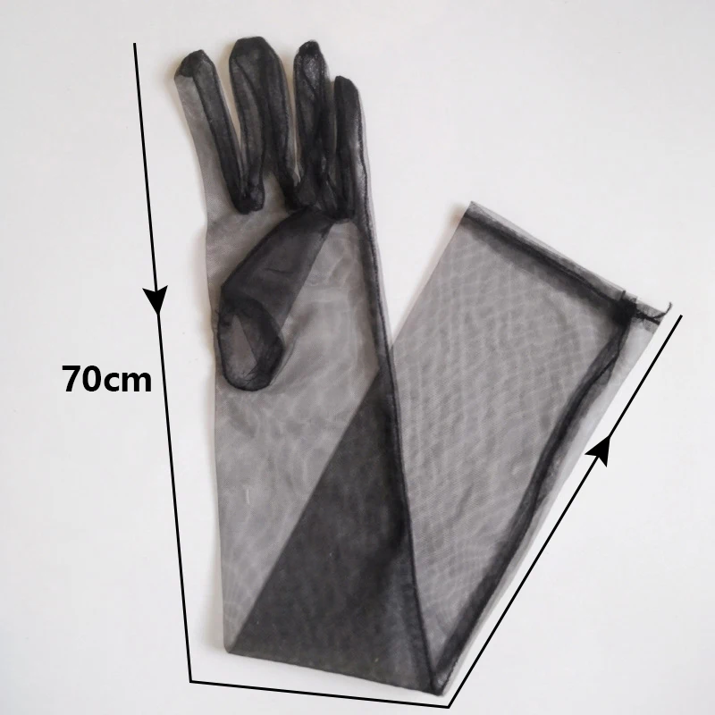

Long Sheer Tulle Gloves Wedding Bride Dress Gloves Fashion Solid Color Transparent Ultra Thin Mitten Bridal Elbow Long Gloves