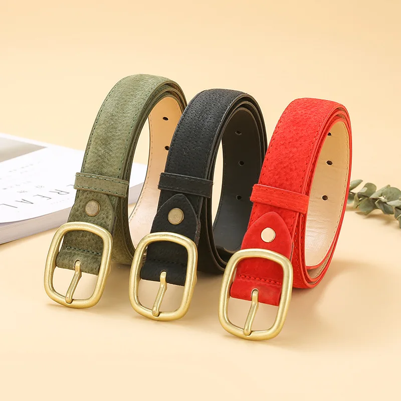 

Ремень из матовой кожи Женский, универсальный квадратный ремень с металлической пряжкой с язычком, однотонный, для джинсов