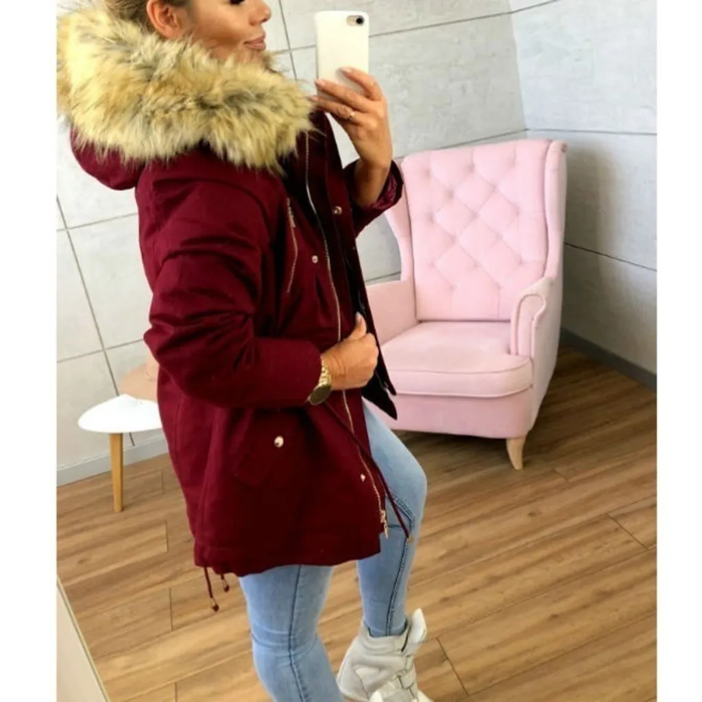 JAYCOSIN пальто женское зимнее толстое пальто теплое милитари с капюшоном Карманы Тонкий искусственный мех парка куртка женская дропшиппинг Z0917 Горячая