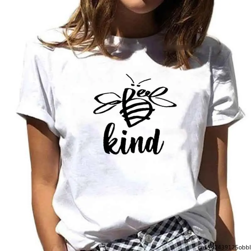 

Be Kind Funny T Shirt Women Summer O-neck Short Sleeve Casual White Femme Tops