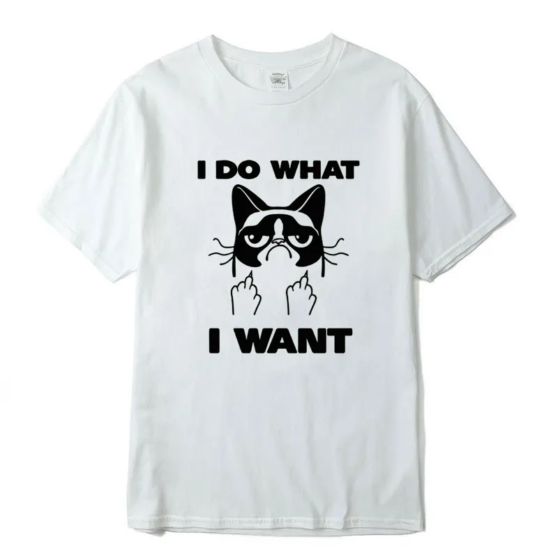 

XIN YI Men's high quality 100%cotton Funny cat printing casual short sleeve o-neck loose men t shirt For Men t-shirt tee shirts