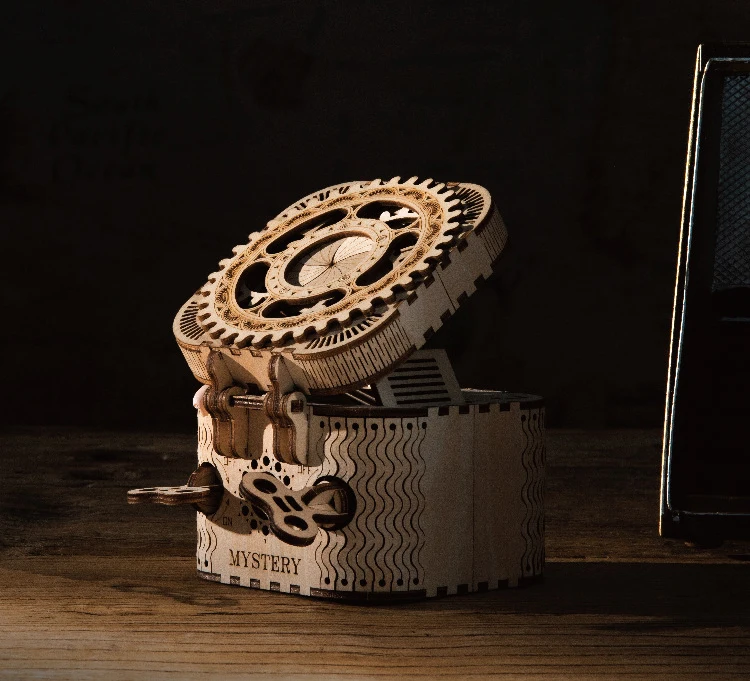 3D Wooden Mechanical Transmission Model Creative Toy Password Box Jewelry Box Perpetual Calendar Pendulum Birthday Gift