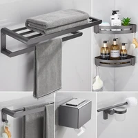 punch free towel rack aluminum alloy shelf storage simple bath hardware sets european style handtuchhalter bathroom fixture di50