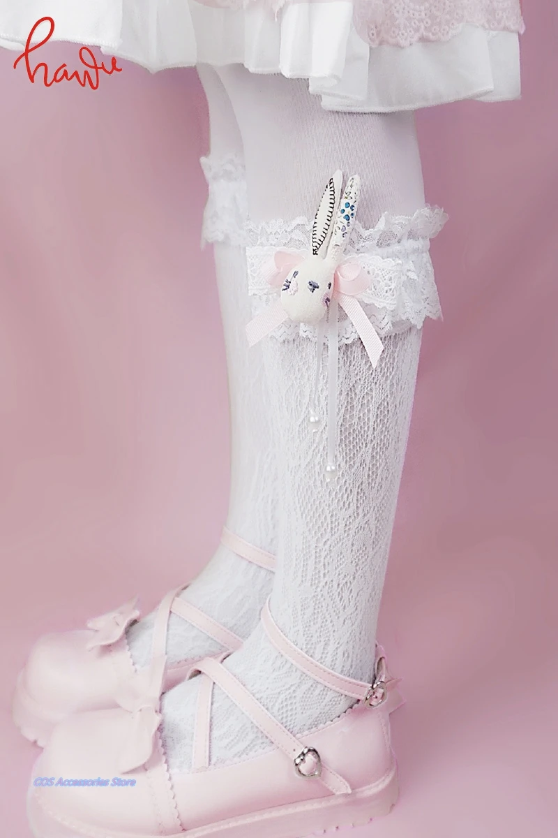 

Japanese Original Handmade Cartoon Anime Rabbit Lolita Soft Sister Calf Socks Thin Section Lace Bowknot Pile Of Socks Summer