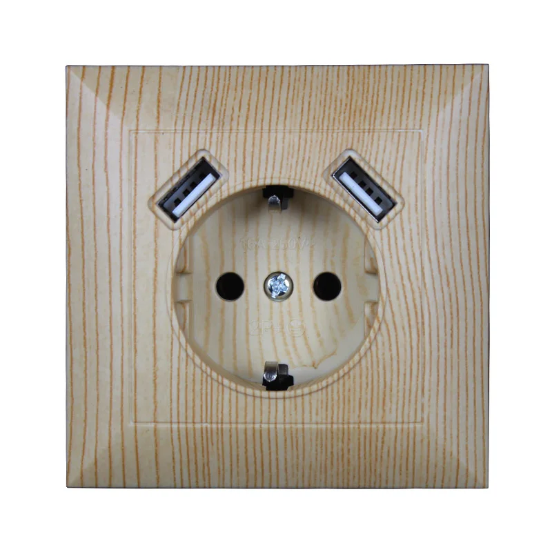 

USB Wall Socket 5V2A Eu Standard power outlet with 2 home usb plug charger power socket with usb gold color V7