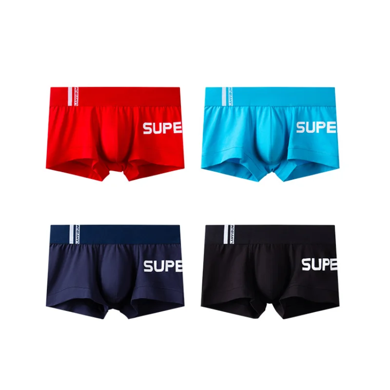 

AIIOU Men Sexy Underwear Boxer Cotton Underpants Boxer Shorts Letter Print Underwear Comfortable Breathable Male Panties Stretch