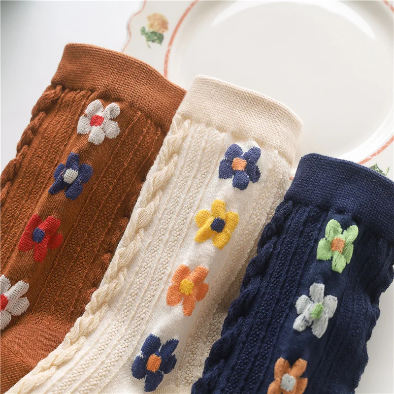 

Japanese Hyuna Color Flower Socks Korean Art Retro Girl Socks Kawaii Cute Socks For Girls Lolita Sox