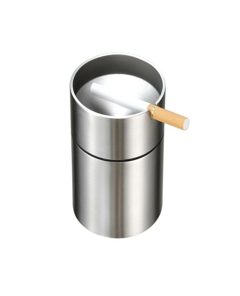 

Stainless steel car ashtray automatically extinguishes cigarette smokeles bracket